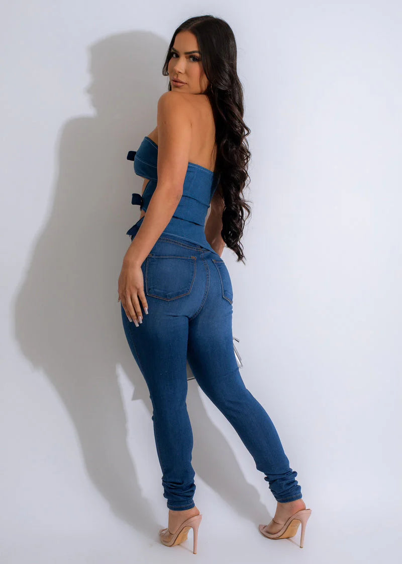 Hard To Get Denim Buckle Top