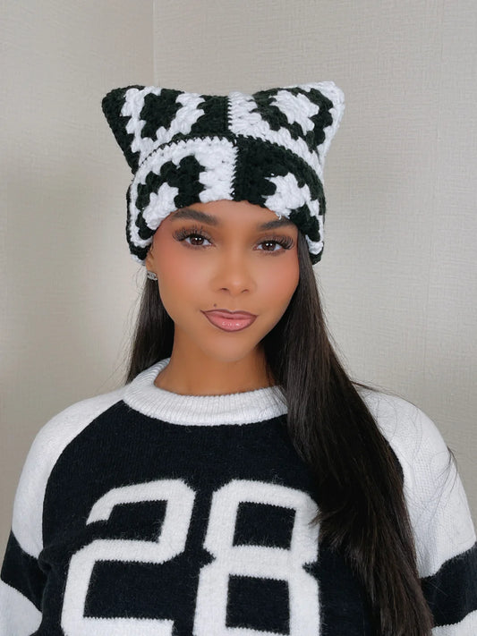 Crochet Square Cat-Ear Beanie